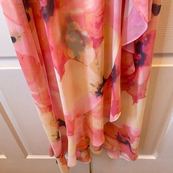 PINK FLORAL SLEEVELESS SANGRIA SURPLUS FRONT SIZE 6 - Picture 4 of 7